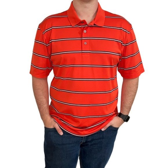 Oxford Other - Oxford America Red Collared Short Sleeve Polo Golf Shirt Striped XXL